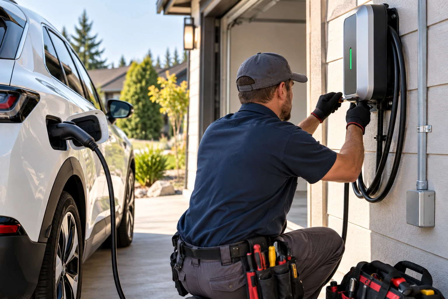 Spokane electrical contractor testing 240V continuous duty Level 2 charging circuit